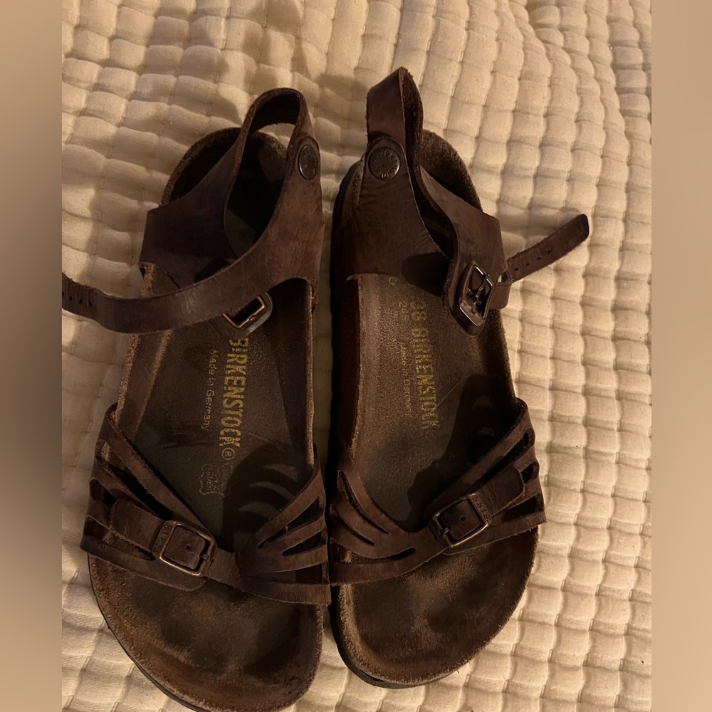 Birkenstock leather Dark Brown soft Footbed Sandals
